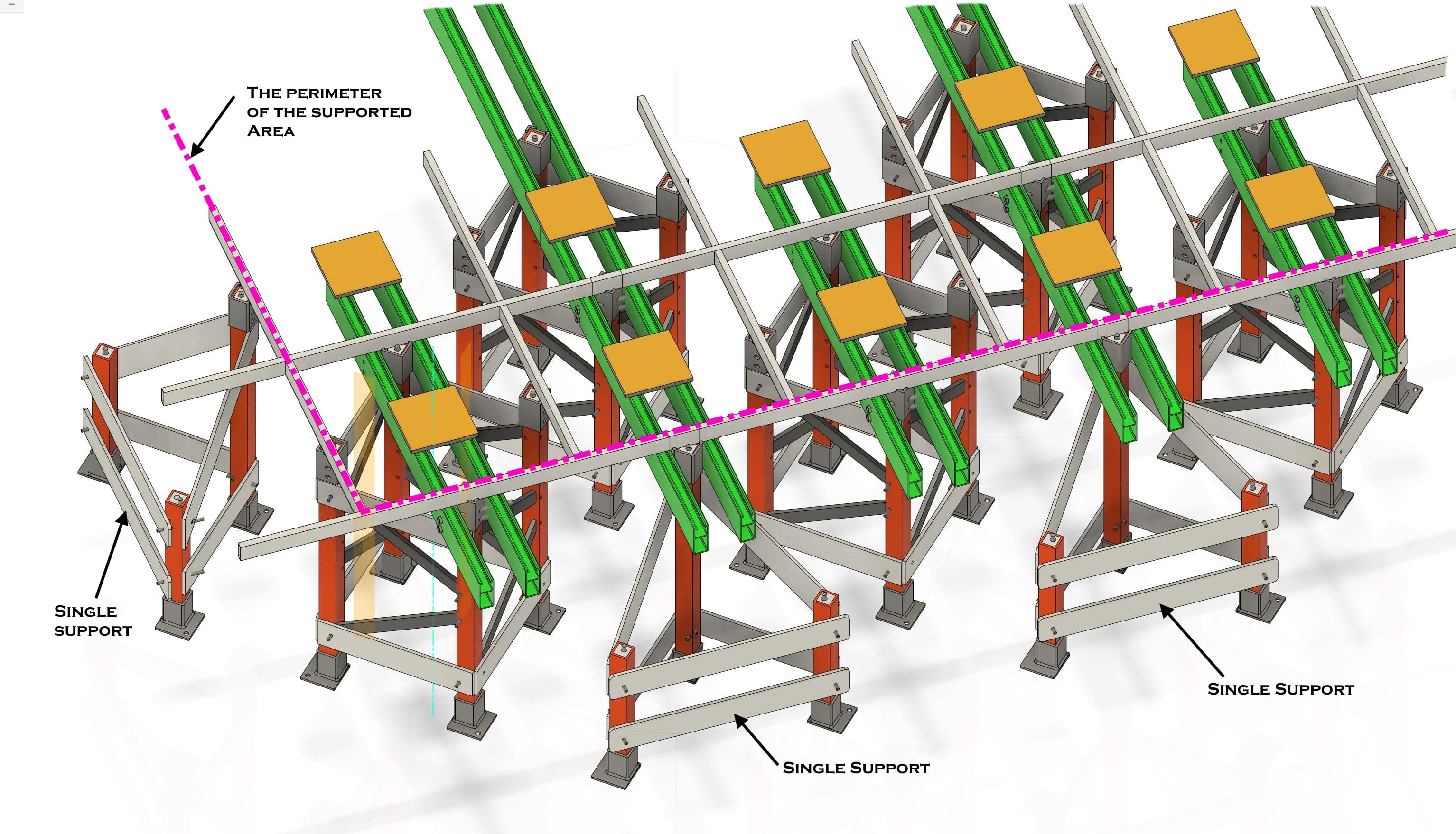 Diamond pedestal positions within the existing raised-floor grid